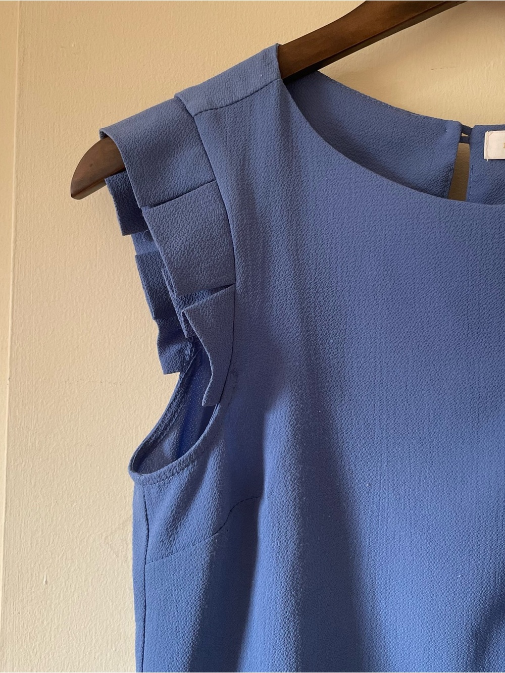 Blue Ruffle Sleeveless Top - Picture 3 of 4